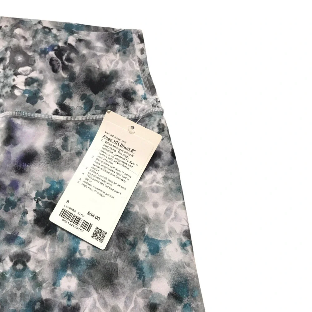 lululemon athletica White and Teal Marble Bike Shorts - Picture 4 of 12